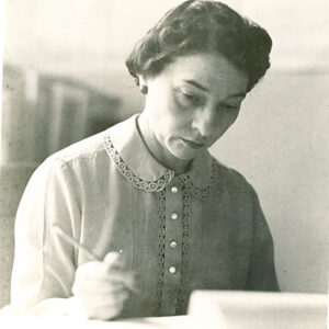 Elizebeth Smith Friedman working at a desk - Photo provided by the George C. Marshall Foundation